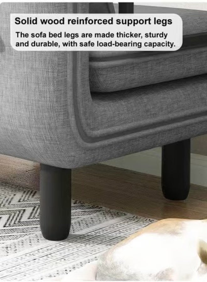 C&C Home Convertible Sofa Chair Bed with Two Pillows, 2-in-1 Folding Armchair Sleeper with Adjustable Backrest, Cotton Linen Fabric Upholstery, High Rebound Sponge Cushion, Compact Single Sofa Bed for Living Room, Bedroom, Guest Room, Apartment (Grey) - Image 5